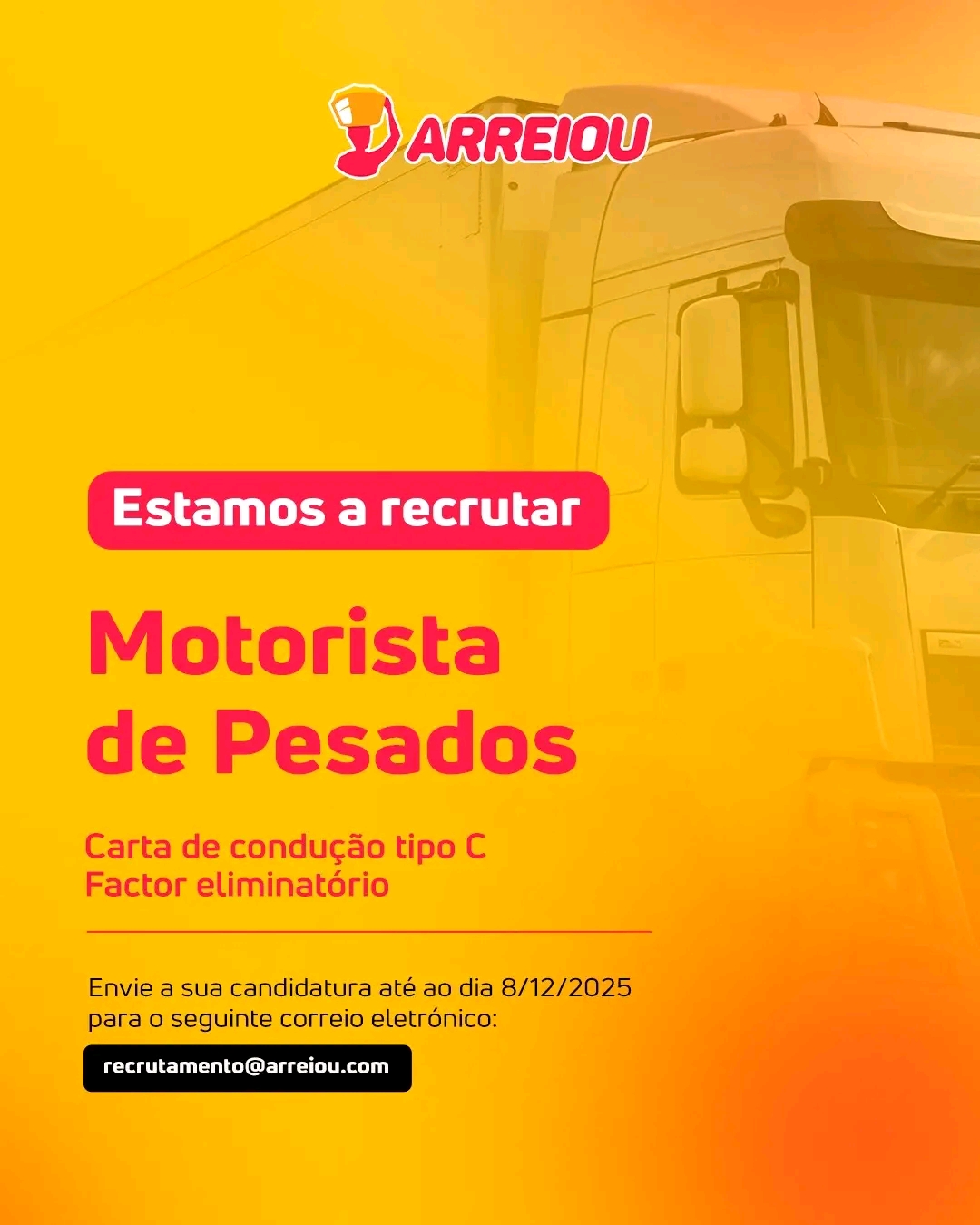 Recrutamento para Motorista de Pesados (Categoria C)