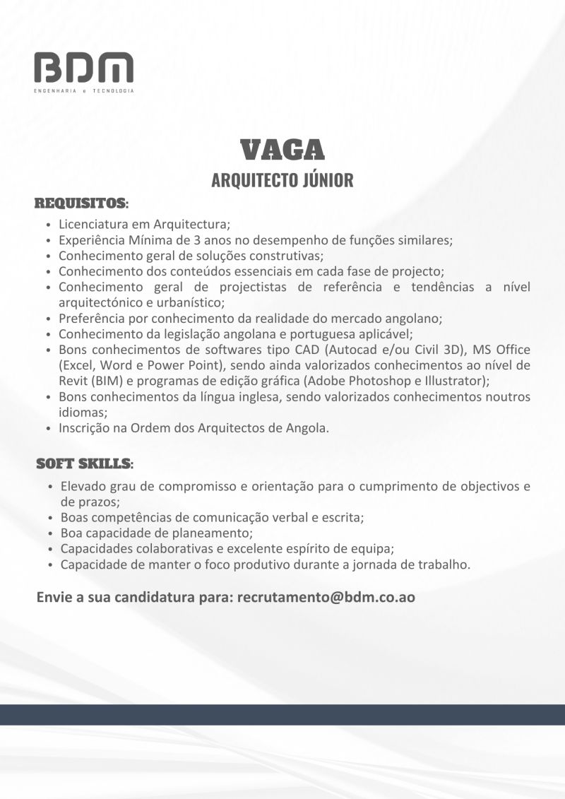 Vaga para Arquiteto Júnior