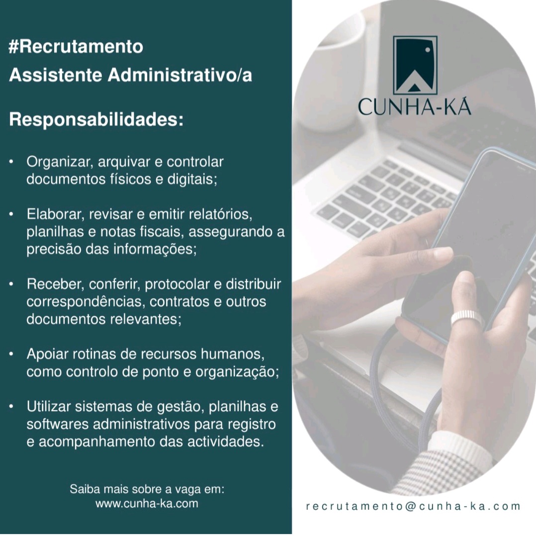 Vaga para ​Assistente Administrativo/a