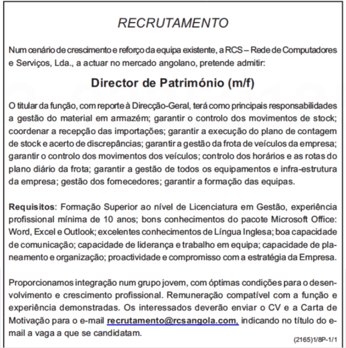 Vaga para Director de Património (m/f) 