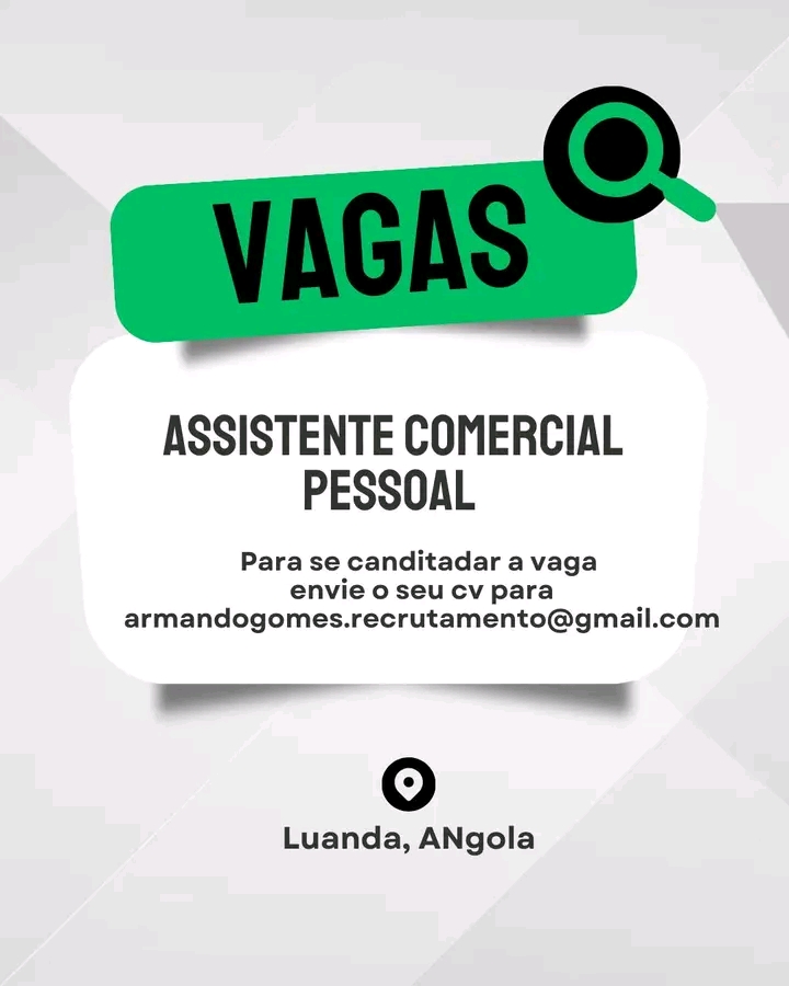 Vaga para Assistente Comercial (Pessoal)