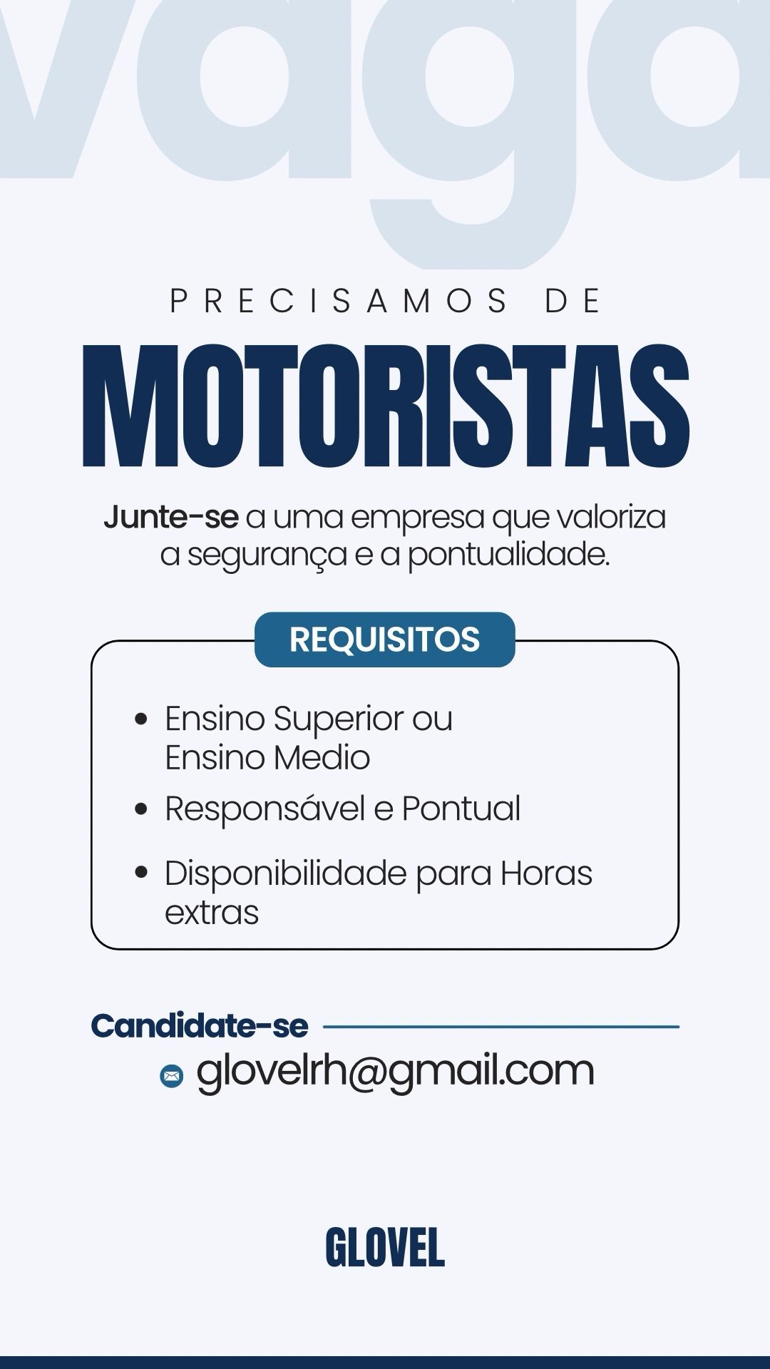 PRECISAMOS DE MOTORISTAS