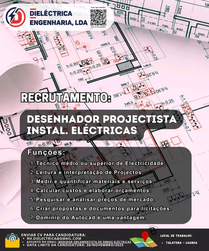VAGA PARA DESENHADOR PROJECTISTA DE INSTALAÇÕES ELÉCTRICAS