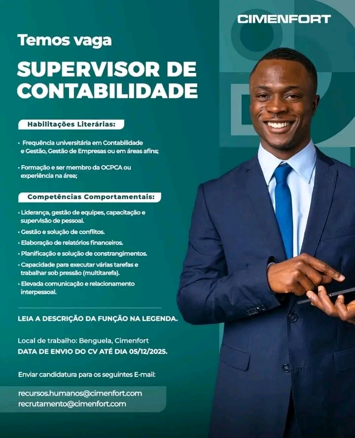 VAGA PARA SUPERVISOR DE CONTABILIDADE