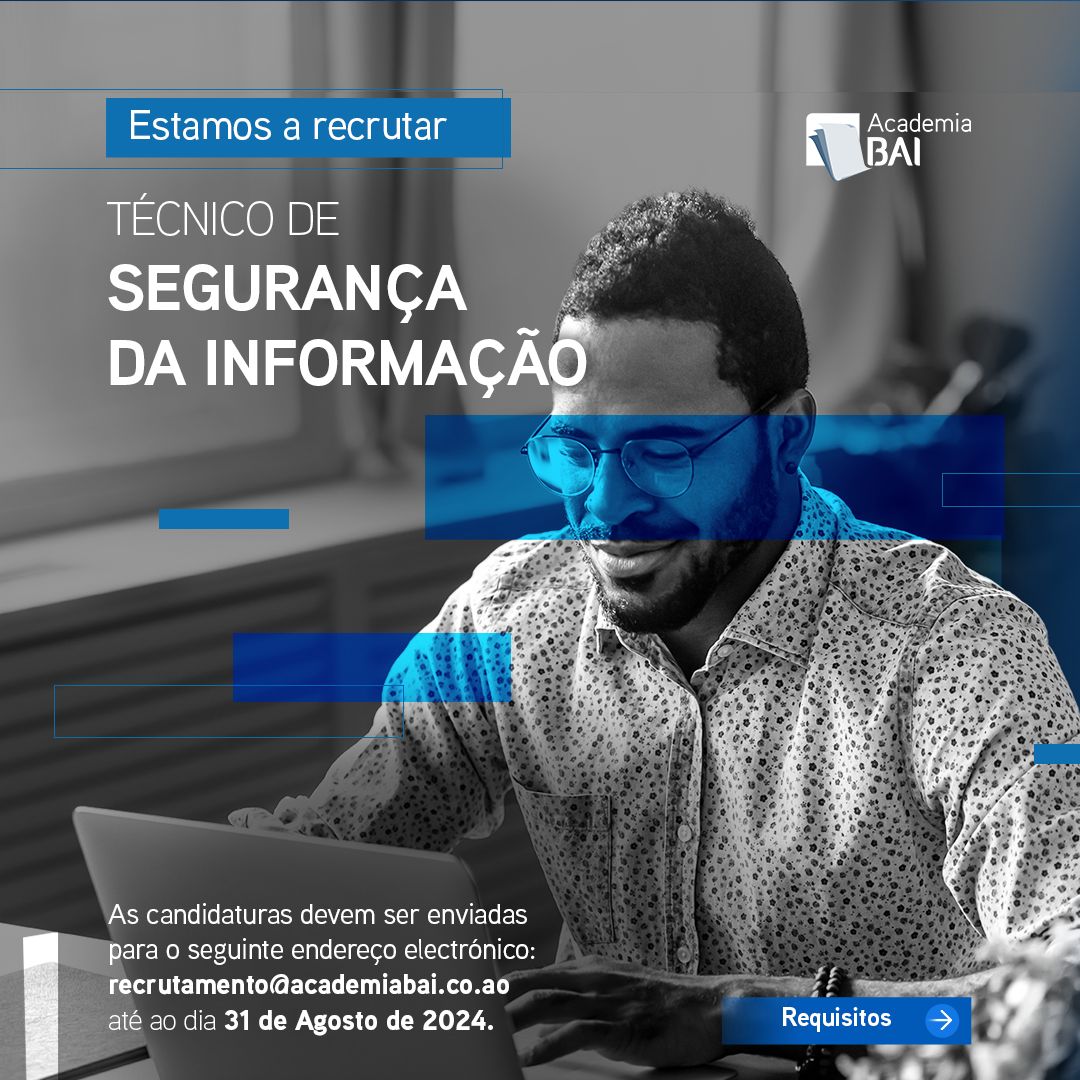 Academia BAI recruta Técnico de Segurança da Informação