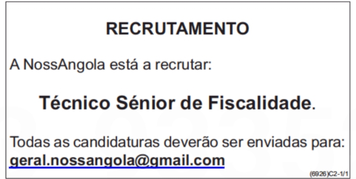 Vaga para Técnico Sénior de Fiscalidade