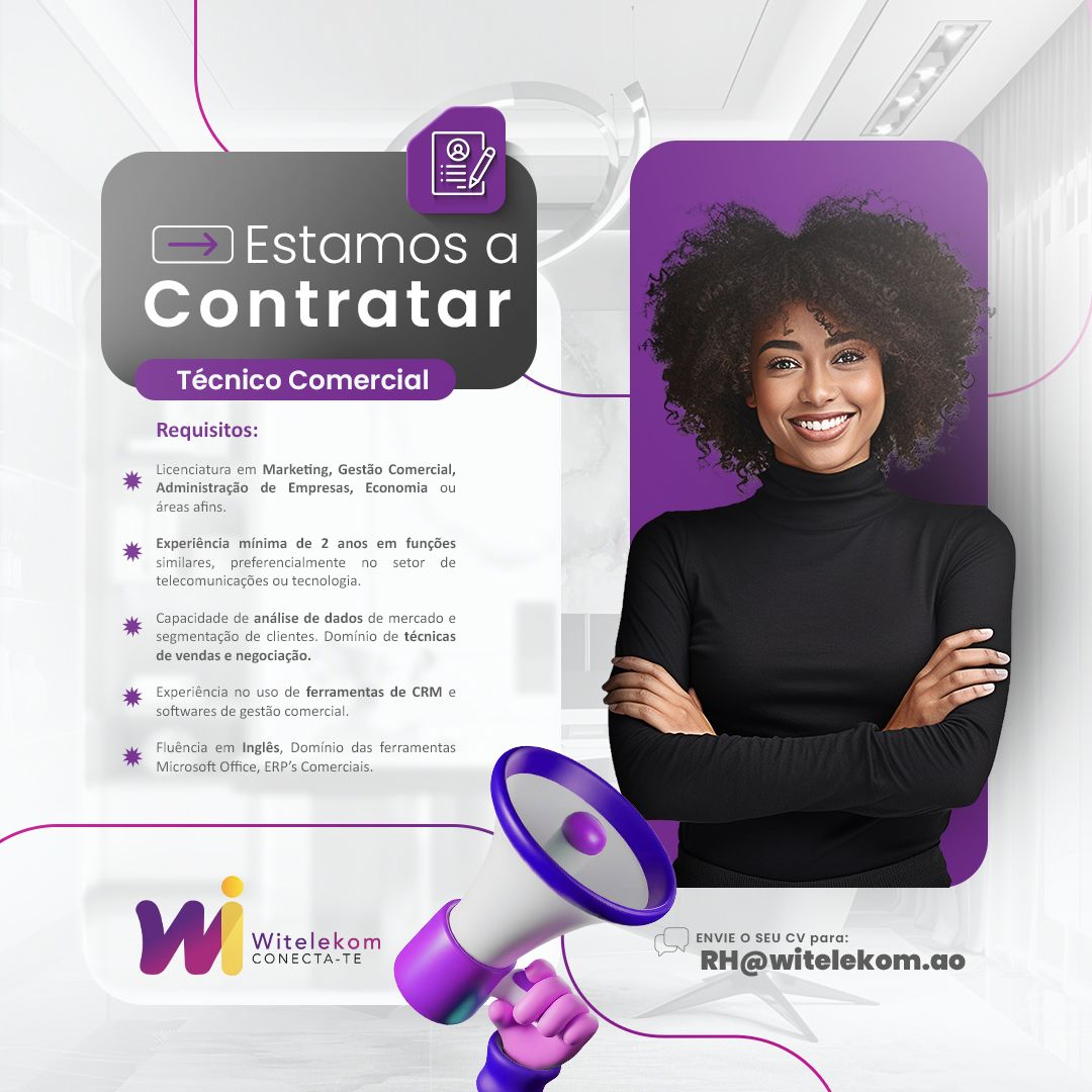 Vaga para Técnico Comercial na WI Telekom sa