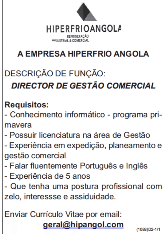 VAGA PARA DIRECTOR DE GESTÃO COMERCIAL 