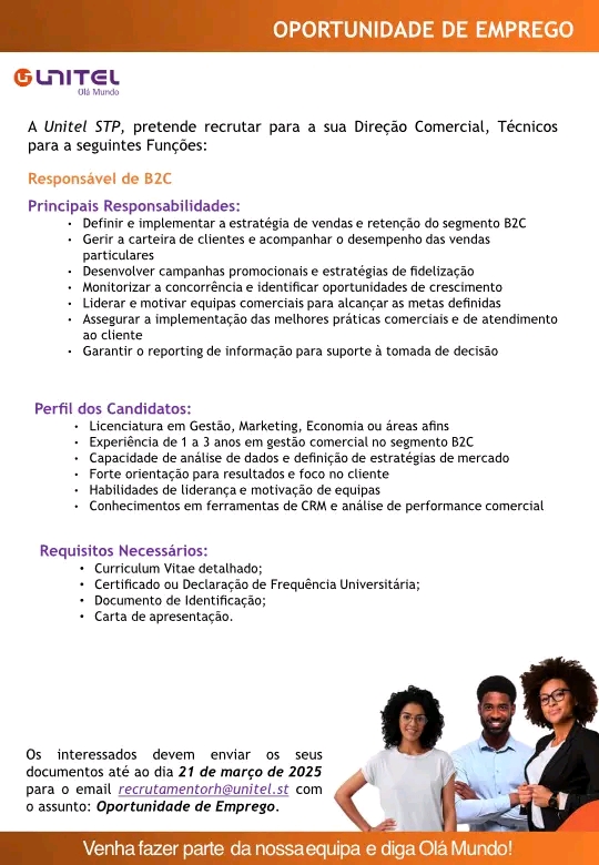 Vaga para Responsável de B2C