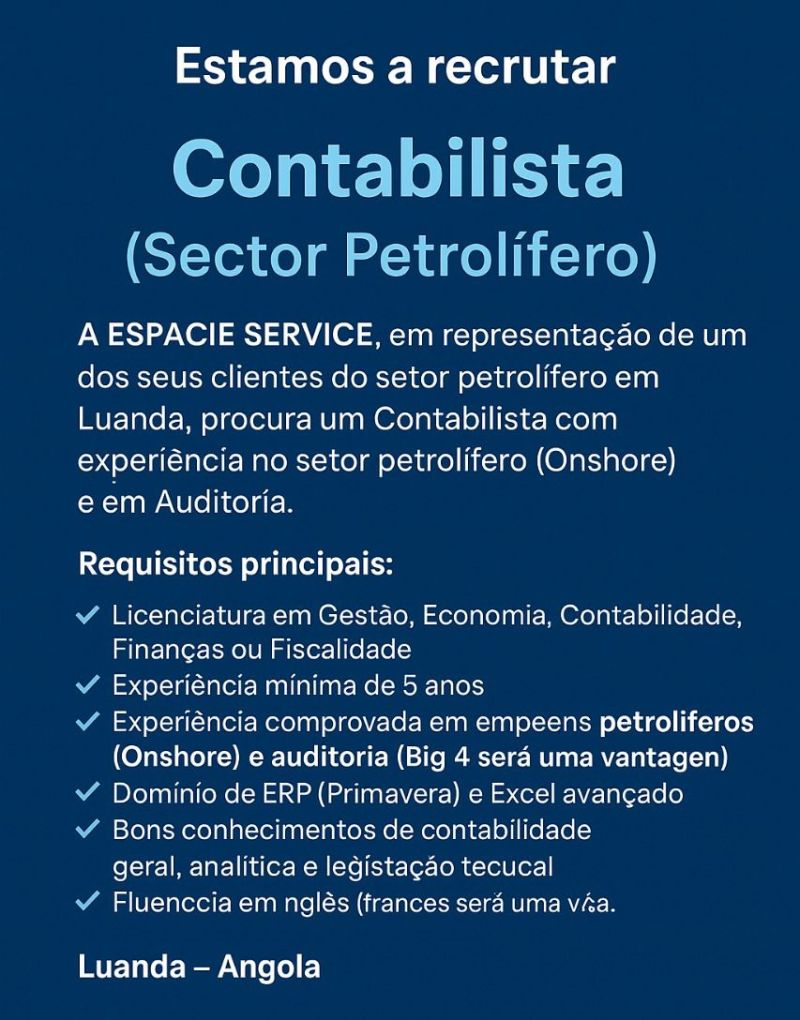 Vaga para Contabilista (Accountant – Technician)