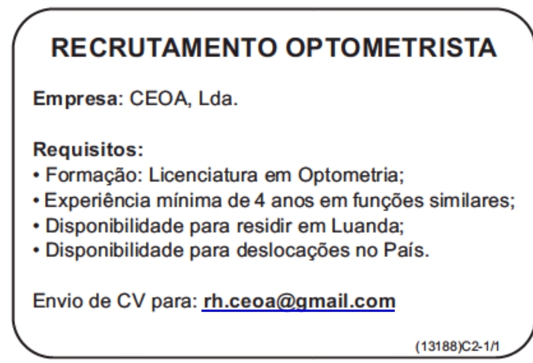 RECRUTAMENTO DE OPTOMETRISTA