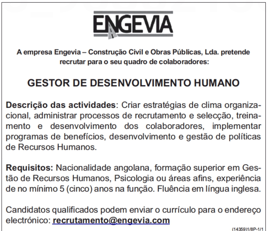 VAGA PARA GESTOR DE DESENVOLVIMENTO HUMANO