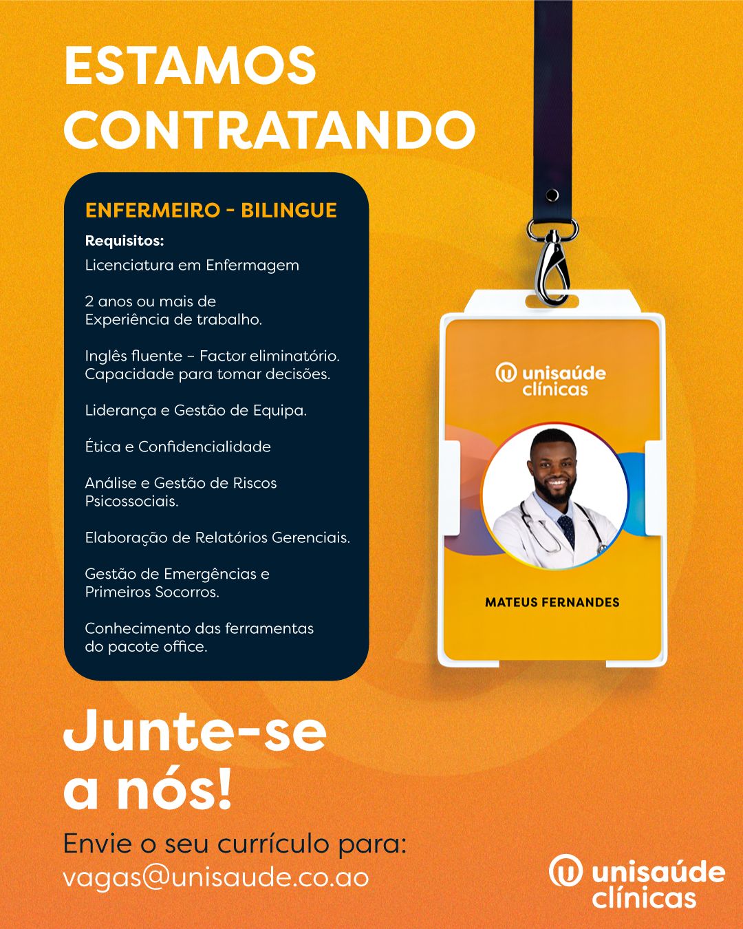 Vaga para Enfermeiro(a) Bilíngue