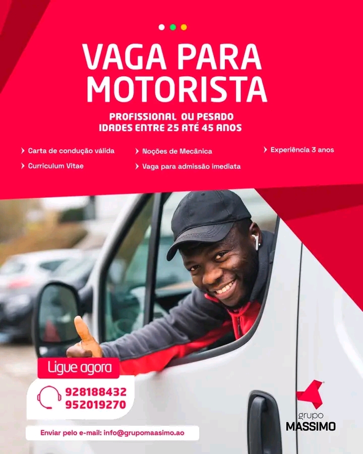Grupo Massimo está a recrutar Motorista