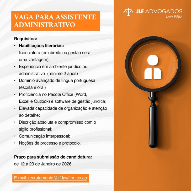 Vaga para Assistente Administrativo(a)