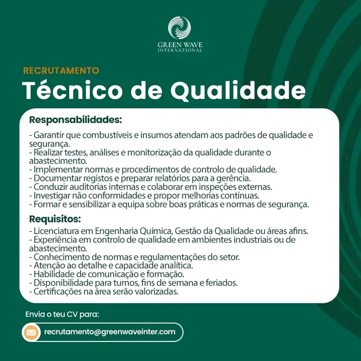 Vaga para Técnico de Qualidade