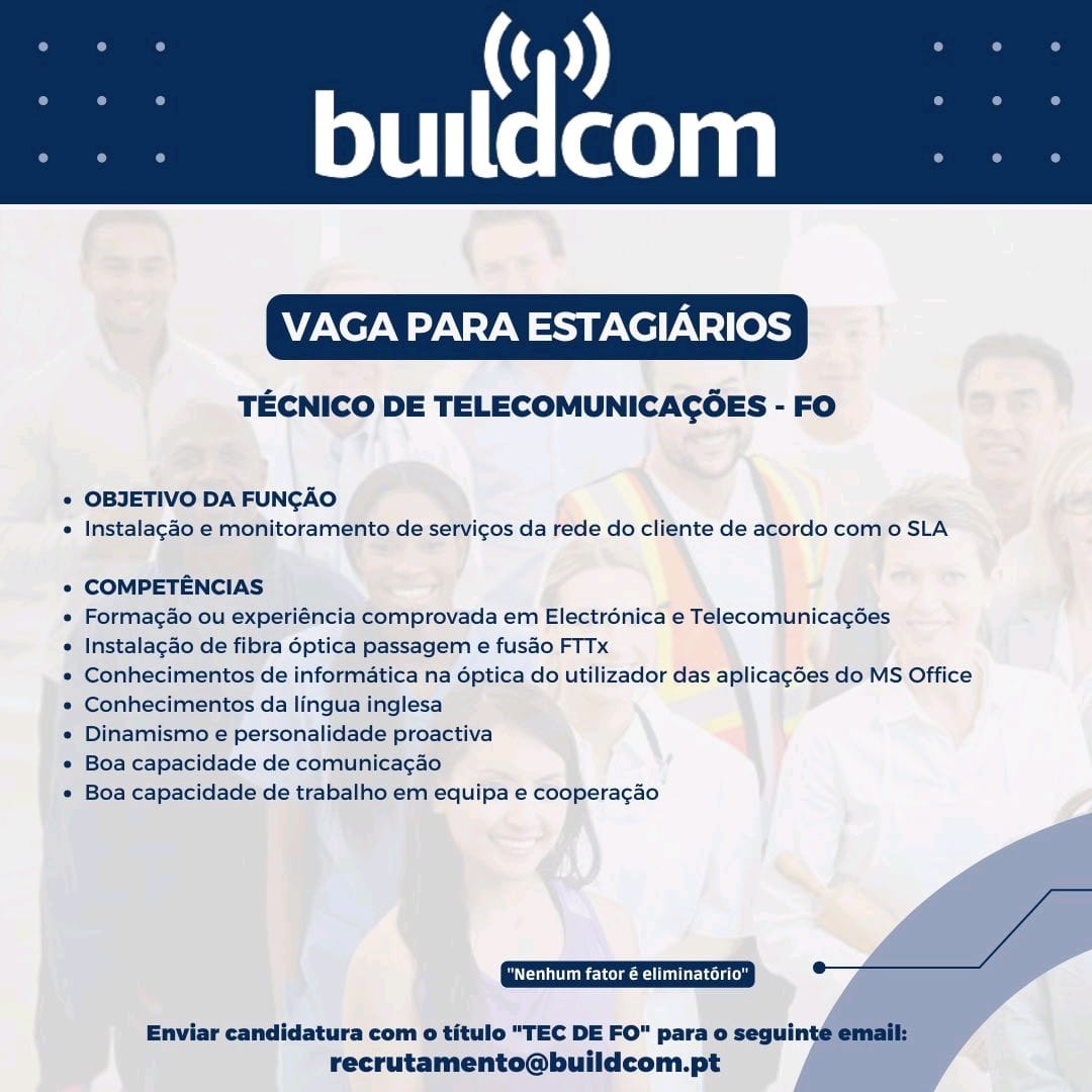 OPORTUNIDADE PARA ESTAGIÁRIOS 