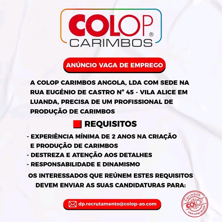 Vaga para Técnico Produtor de Carimbos