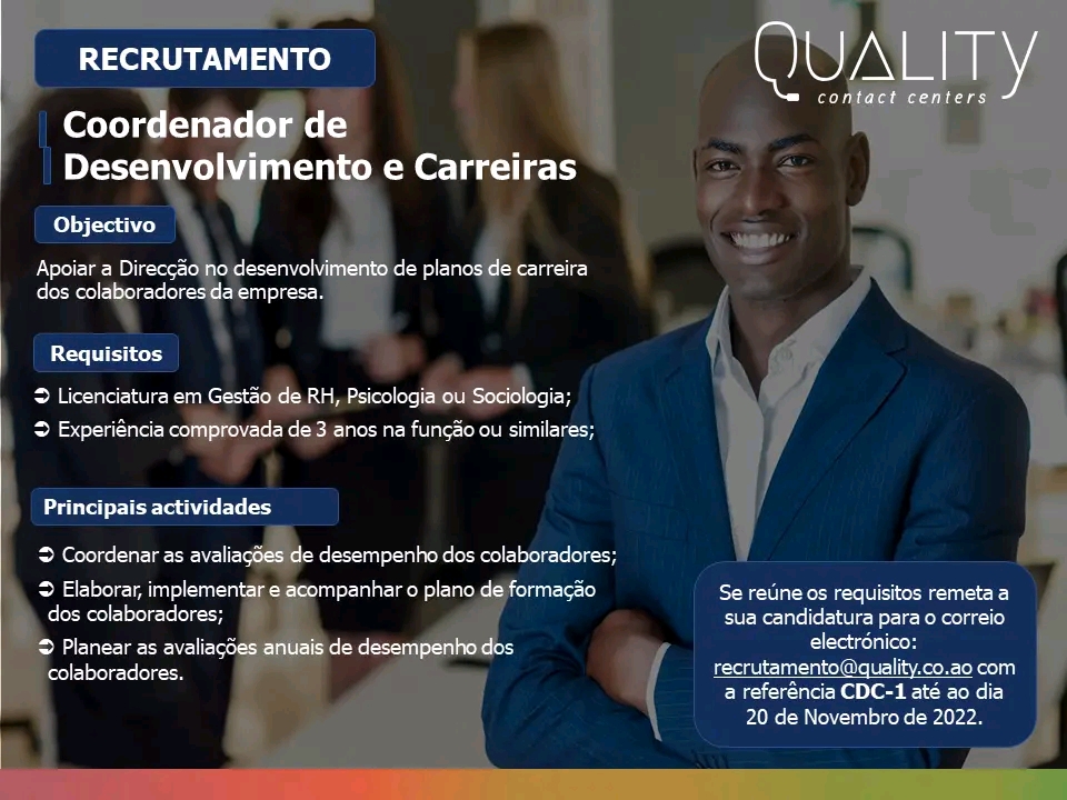 Vaga para Coordenador de Desenvolvimento e Carreiras