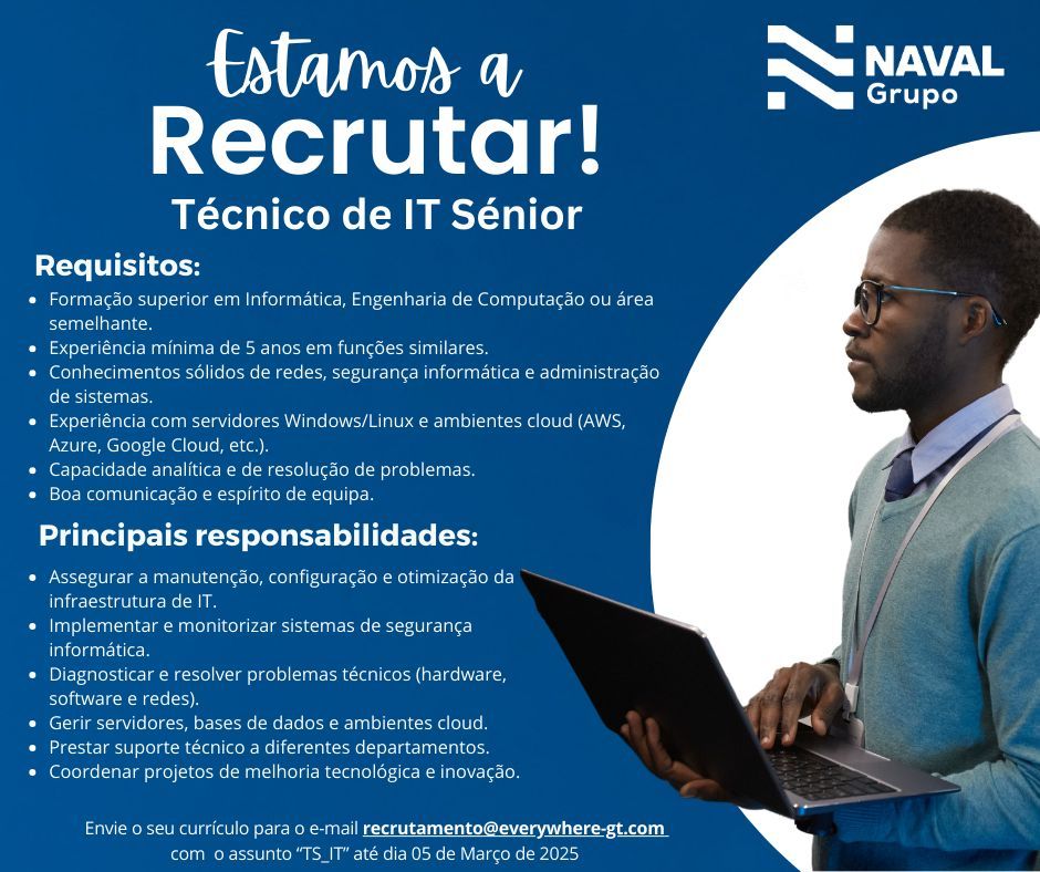 Vaga para Técnico de IT Sénior
