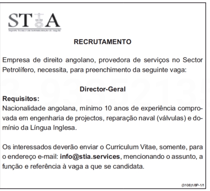 VAGA PARA DIRECTOR-GERAL