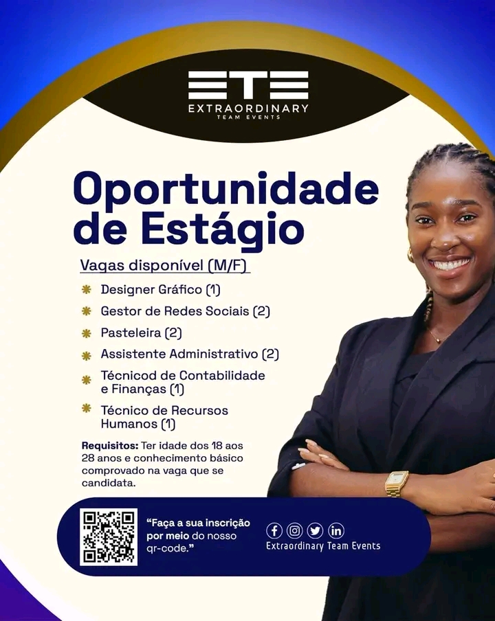 Estágio para Designer Gráfico, Gestor de Redes Sociais, Pasteleira, Técnico de Recursos Humanos e outros  