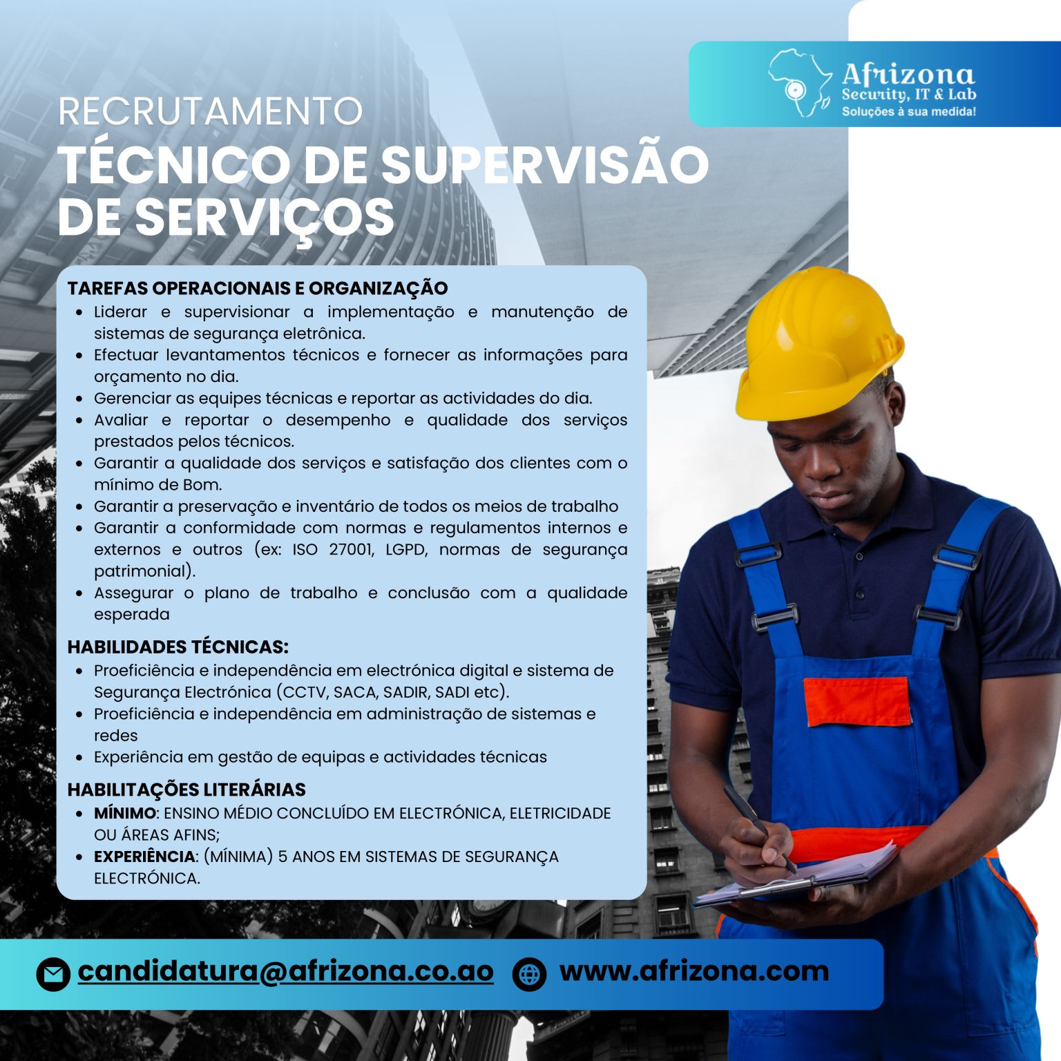 Vaga para Técnico de Supervisão de Serviços