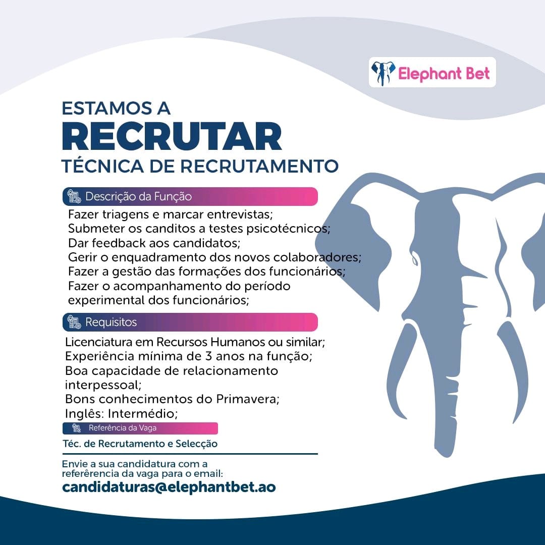 VAGA PARA TÉCNICA DE RECRUTAMENTO 