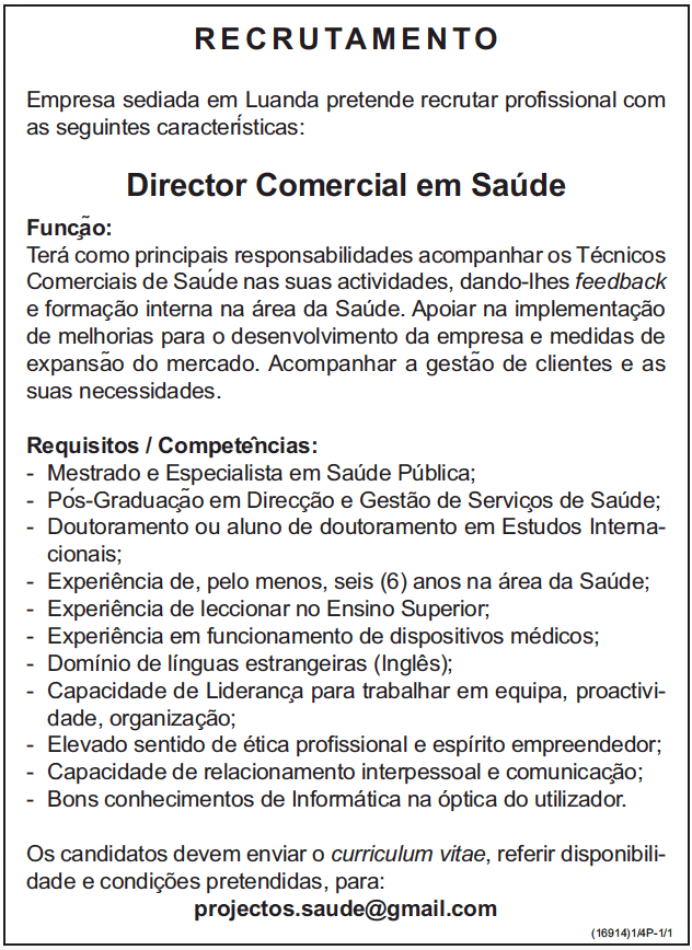 Director Comercial em Saúde
