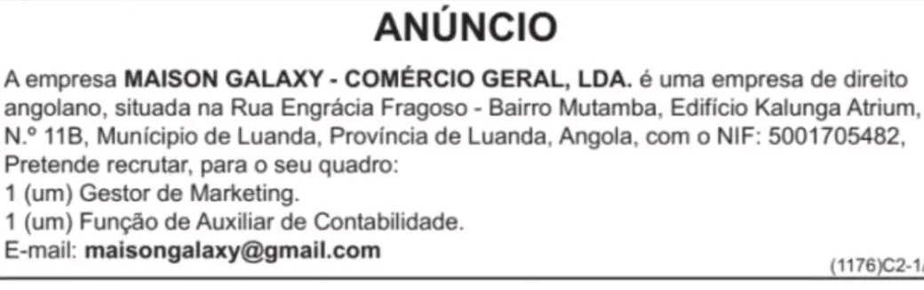 Vaga para Gestor de Marketing e Auxiliar de Contabilidade