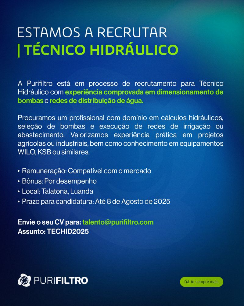 Vaga para Técnico Hidráulico