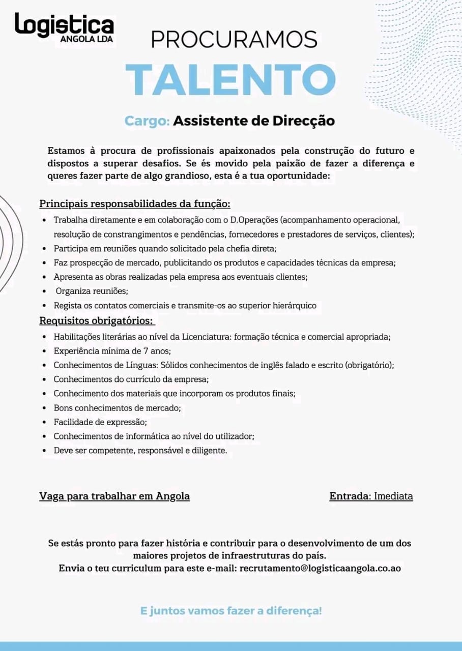 Vaga para Assistente de Direcção 