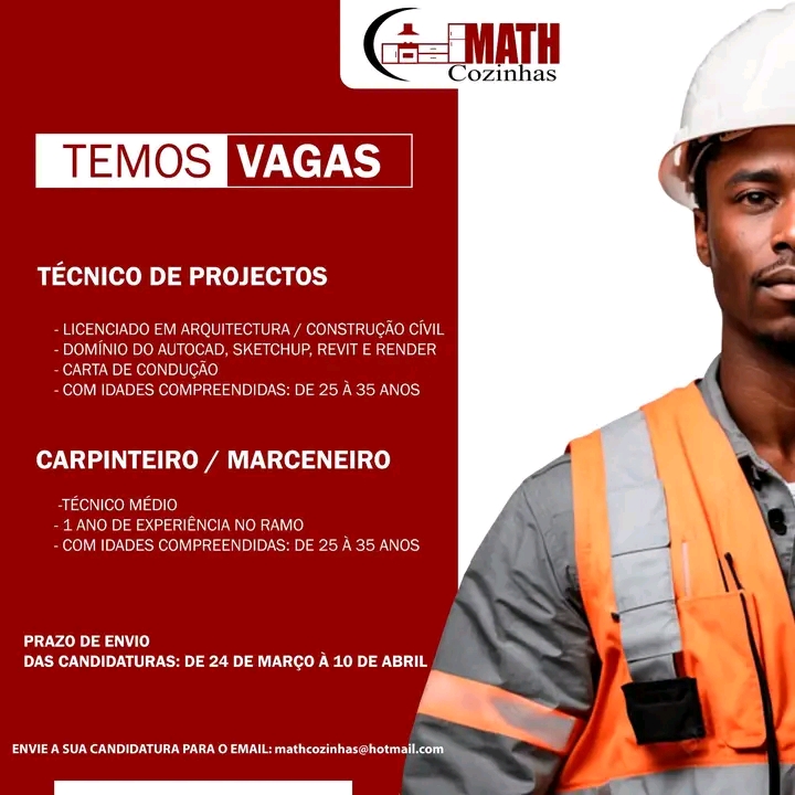 VAGAS PARA TÉCNICO DE PROJECTOS E  CARPINTEIRO / MARCENEIRO 