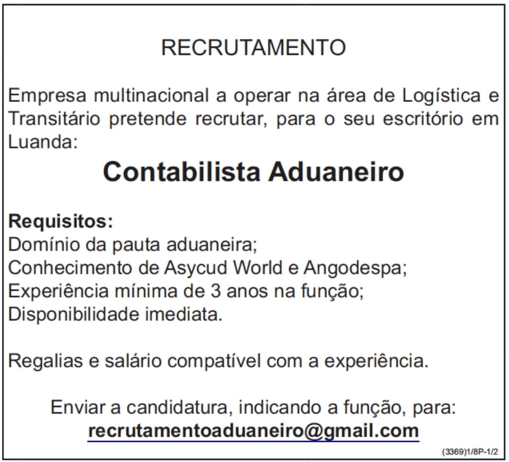Vaga Para Contabilista Aduaneiro