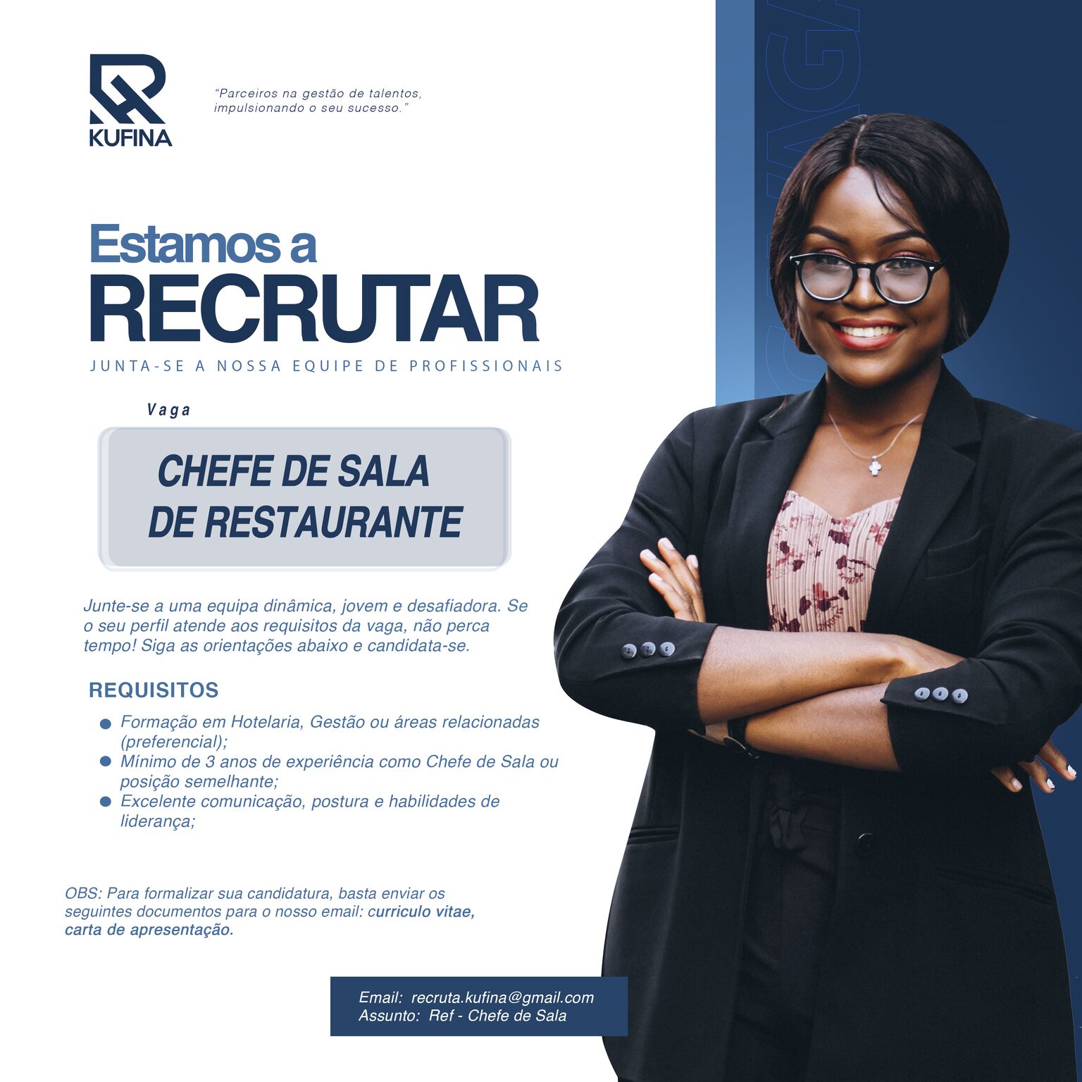VAGA PARA CHEFE DE SALA – RESTAURANTE 