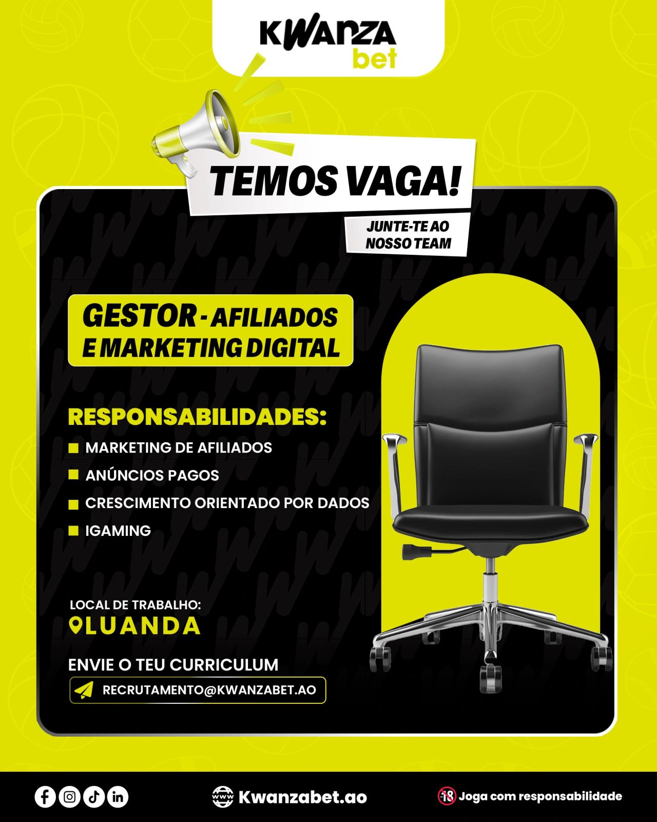 Vaga para Gestor - Afiliados e marketing digital