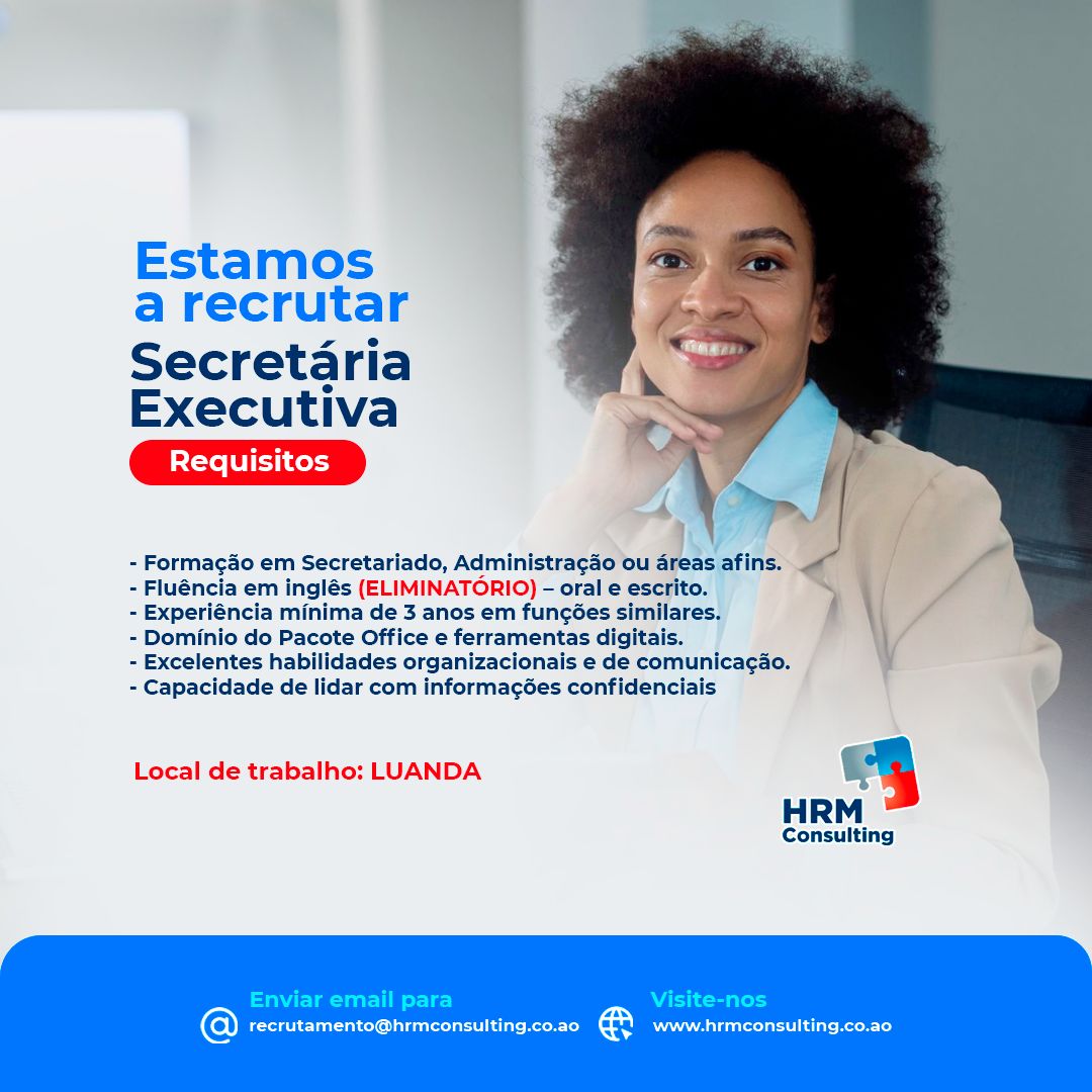 Estamos a recrutar Secretária Executiva
