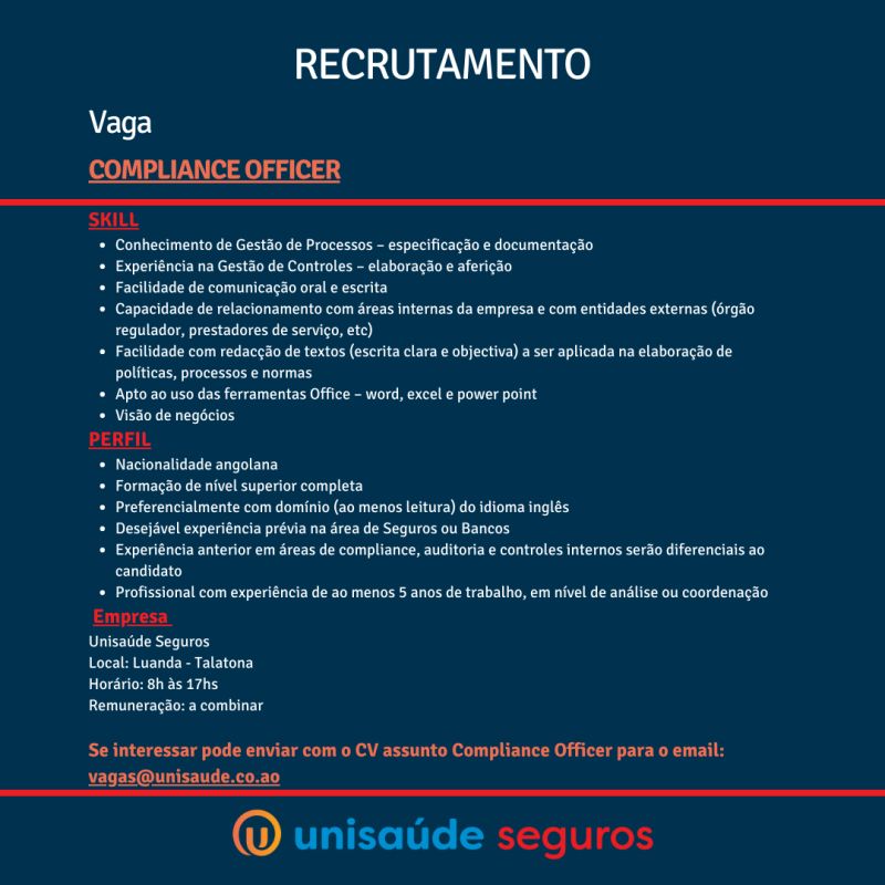 VAGA PARA COMPLIANCE OFFICER