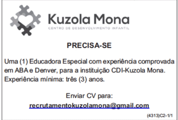 Vaga para uma(1) Educadora Especial