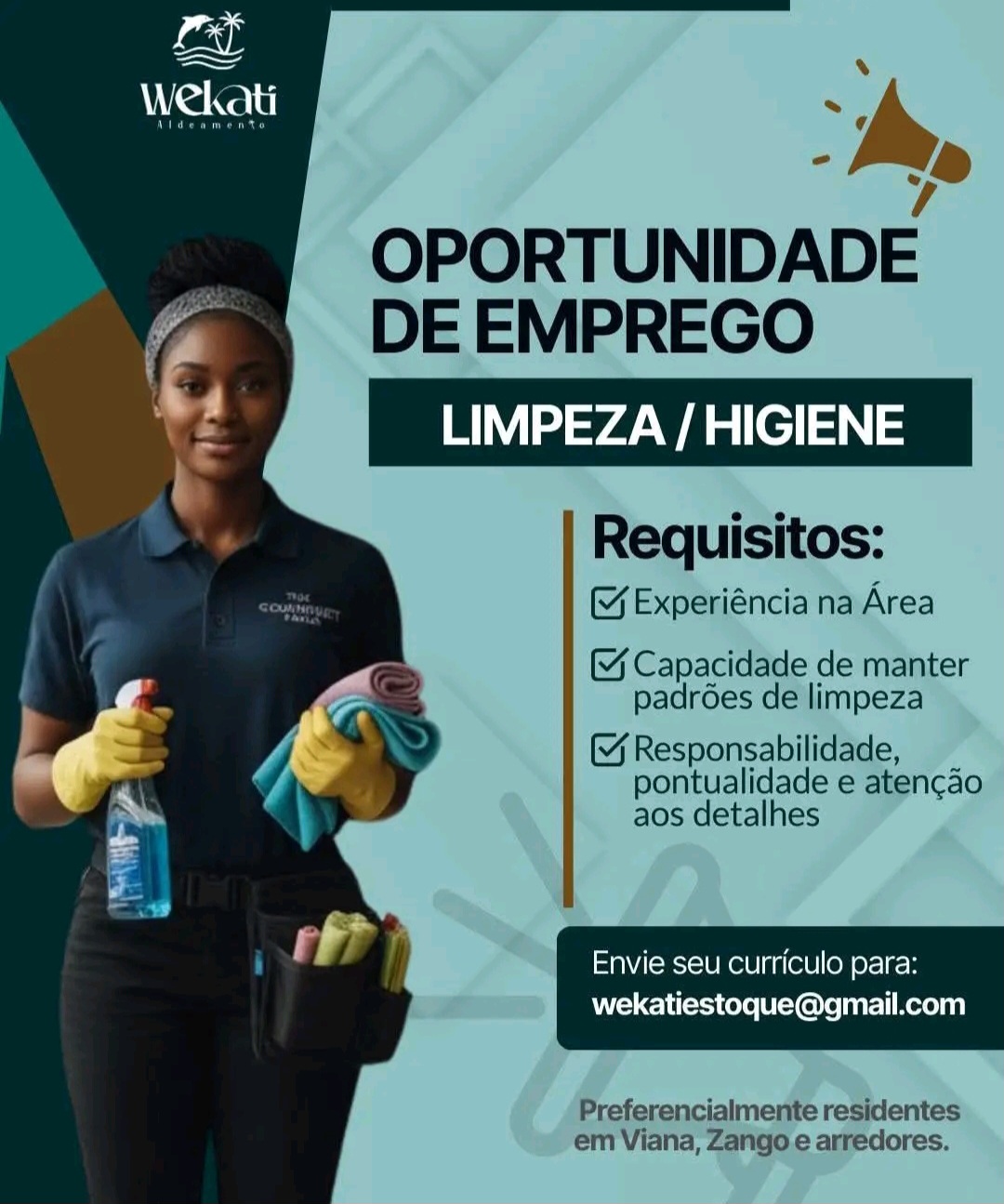 Recrutamento para a área de Limpeza / Higiene
