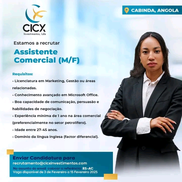 Vaga para Assistente Comercial