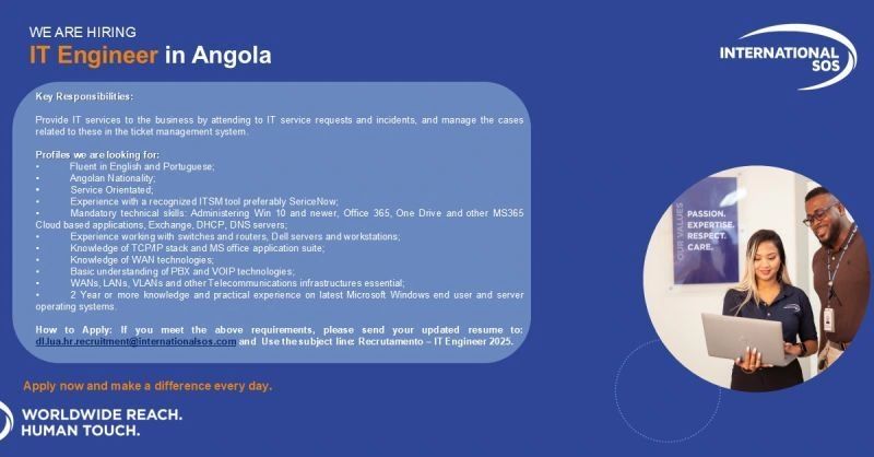 Vaga para Engenheiro de TI (Nacional Angolano)