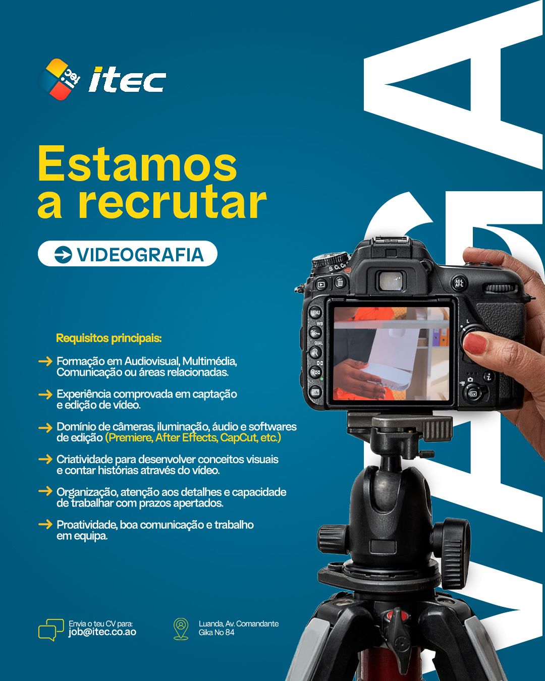 Vaga para Videógrafo(a)