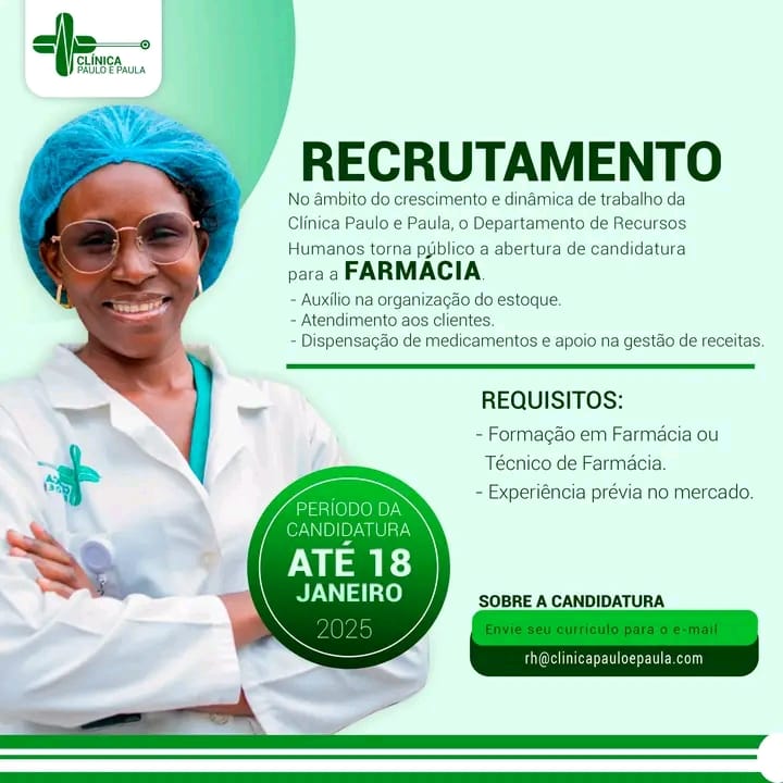 RECRUTAMENTO PARA A ÁREA DE FARMÁCIA 