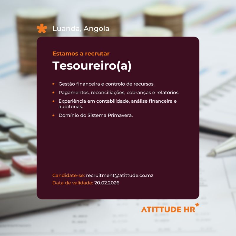 Vaga para um(a) Tesoureiro(a) 
