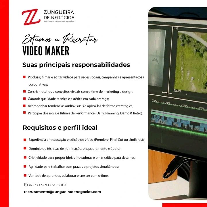 Vaga para Vídeo Maker Pleno (m/f)