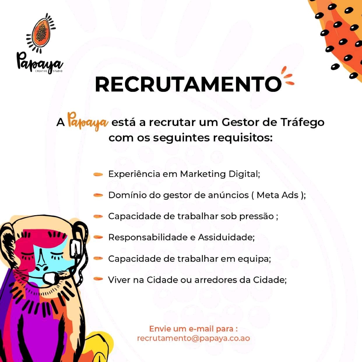 Vaga para um (1) Gestor de Tráfego 
