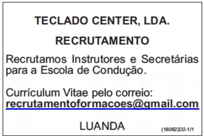 VAGA PARA INSTRUTORES E SECRETÁRIAS