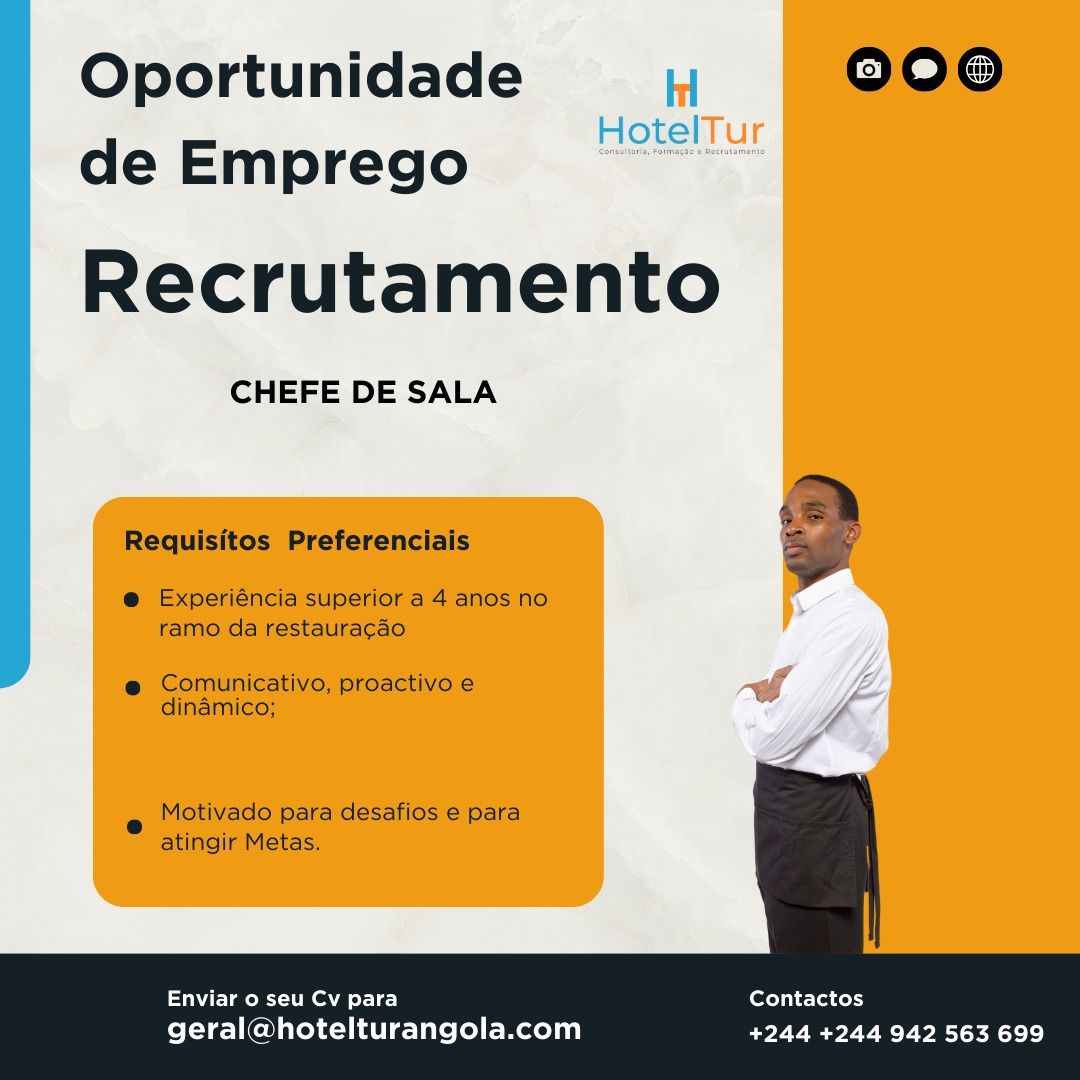 Vaga para Chefe de Sala