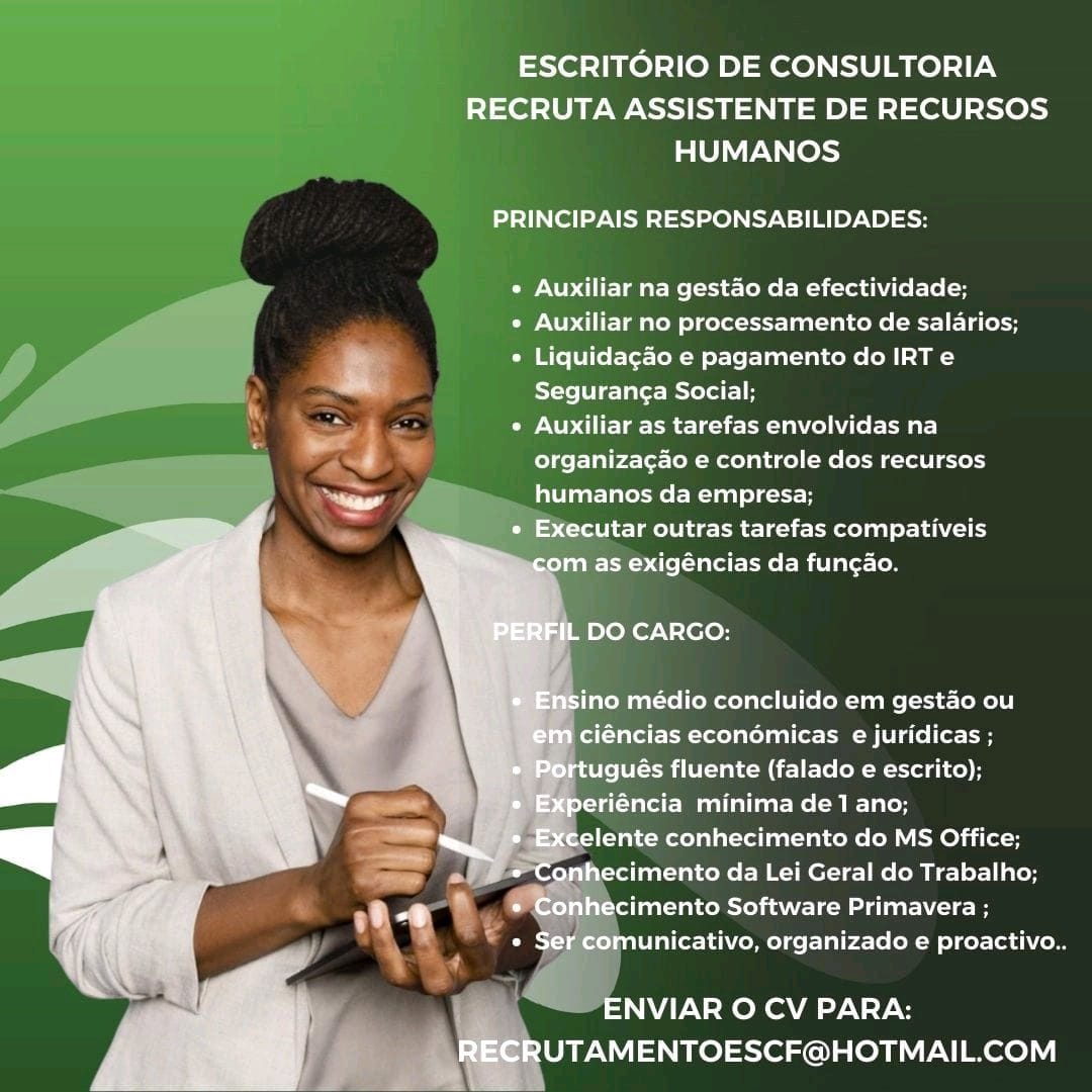 VAGA PARA ASSISTENTE DE RECURSOS HUMANOS